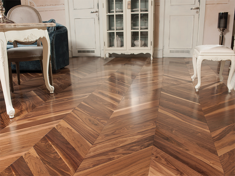 Walnut  UV Oiled Chevron Flooring